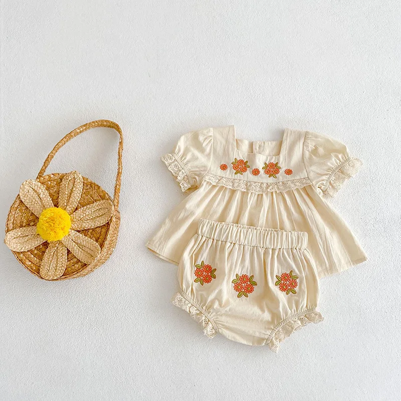 Conjunto verano niña MILANCEL: camiseta bordada y shorts - imagen 4
