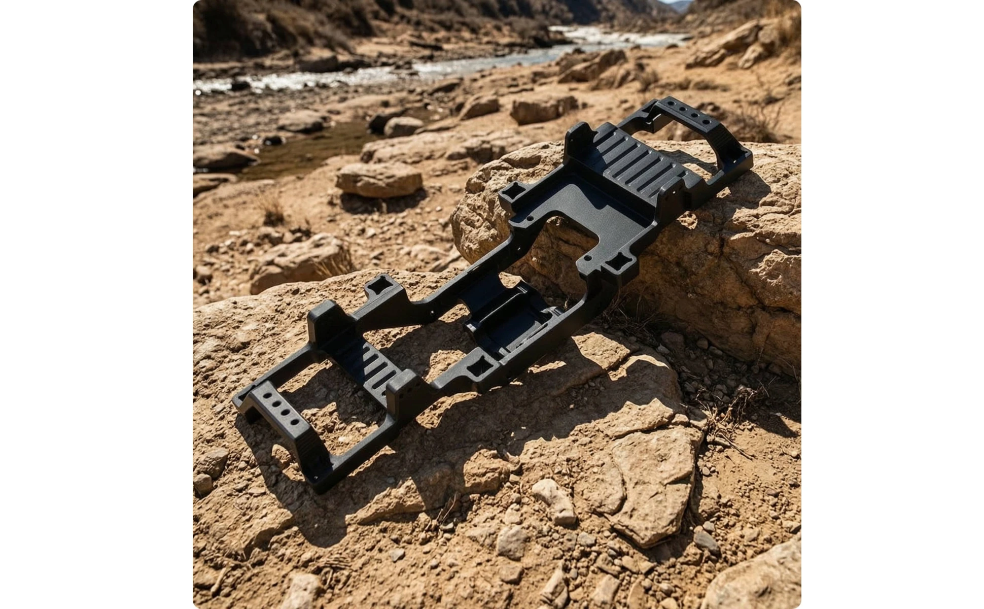 Chasis de aleación para coche RC, diseño mecanizado y estructura rígida