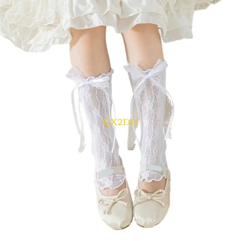 Calentadores de piernas con encaje para niñas – Estilo ballet - imagen 4