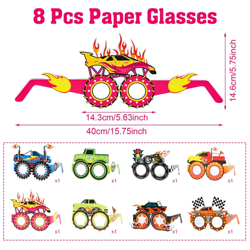 Gafas de papel camión monstruo detalle de diseño
