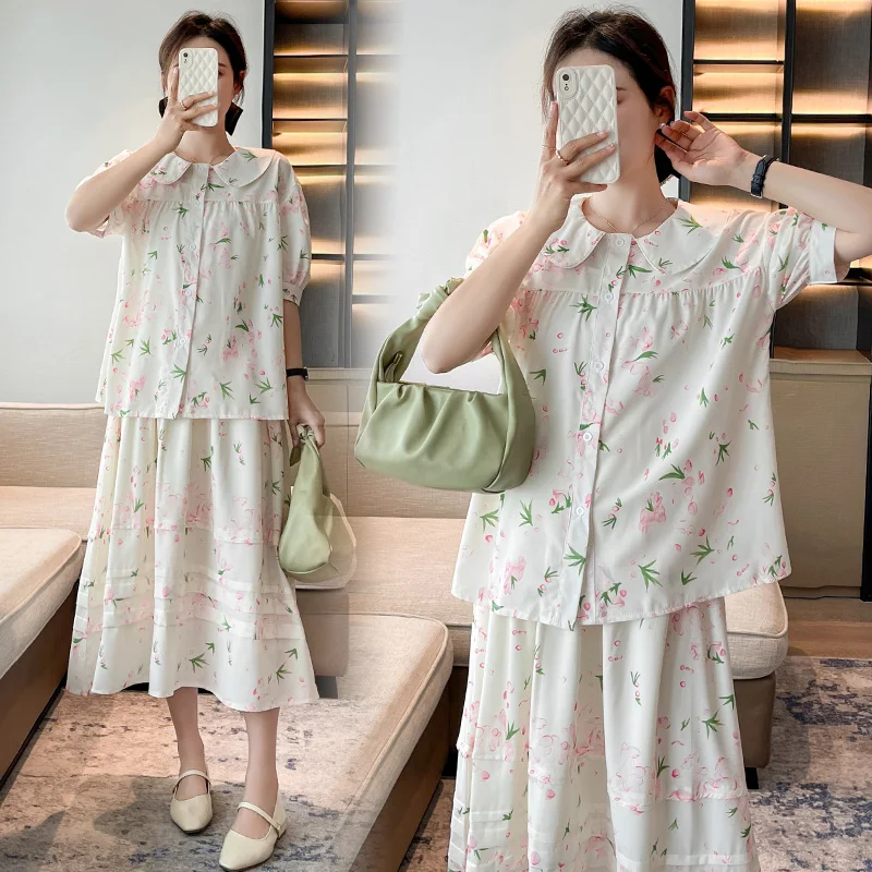 Blusa premamá estampada floral de algodón para mujer gestante - imagen 5
