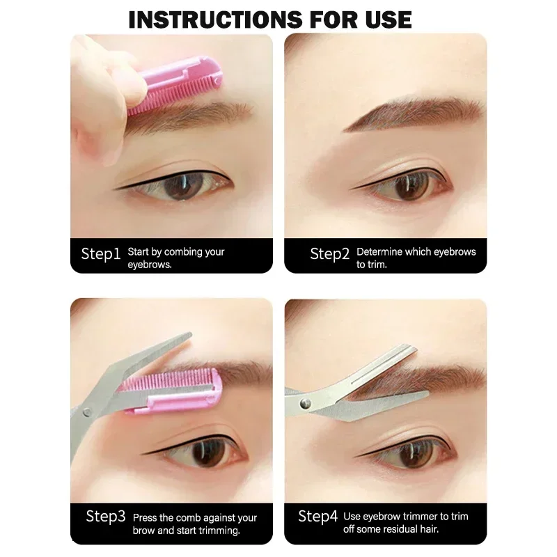 Tijeras para cejas de acero inoxidable: recortador con peine - imagen 2