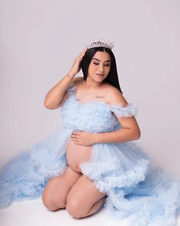 Vestido sesión fotos embarazadas tul