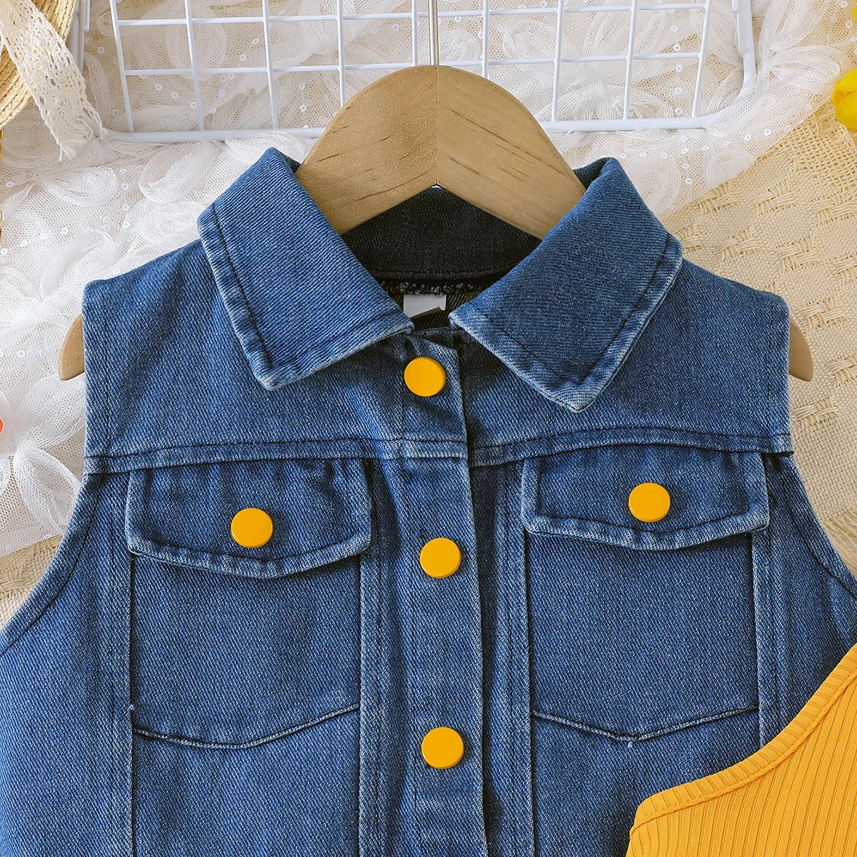 Conjunto verano niña chaqueta vaquero sin mangas vestido mariposa - imagen 3