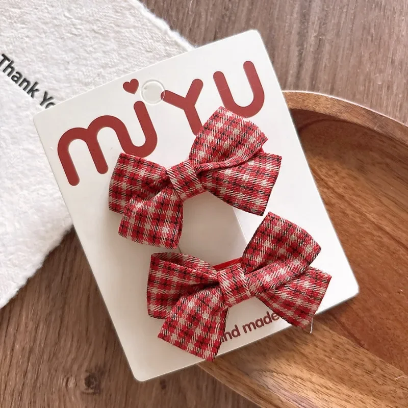 Clip de pelo lazo a cuadros rojo – Hedawear moda coreana para niña - imagen 5