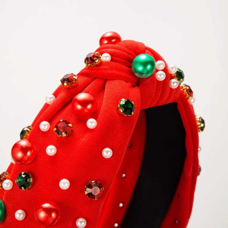 Diadema de perlas y diamantes imitation para niña – Estilo navideño minimalista - imagen 3