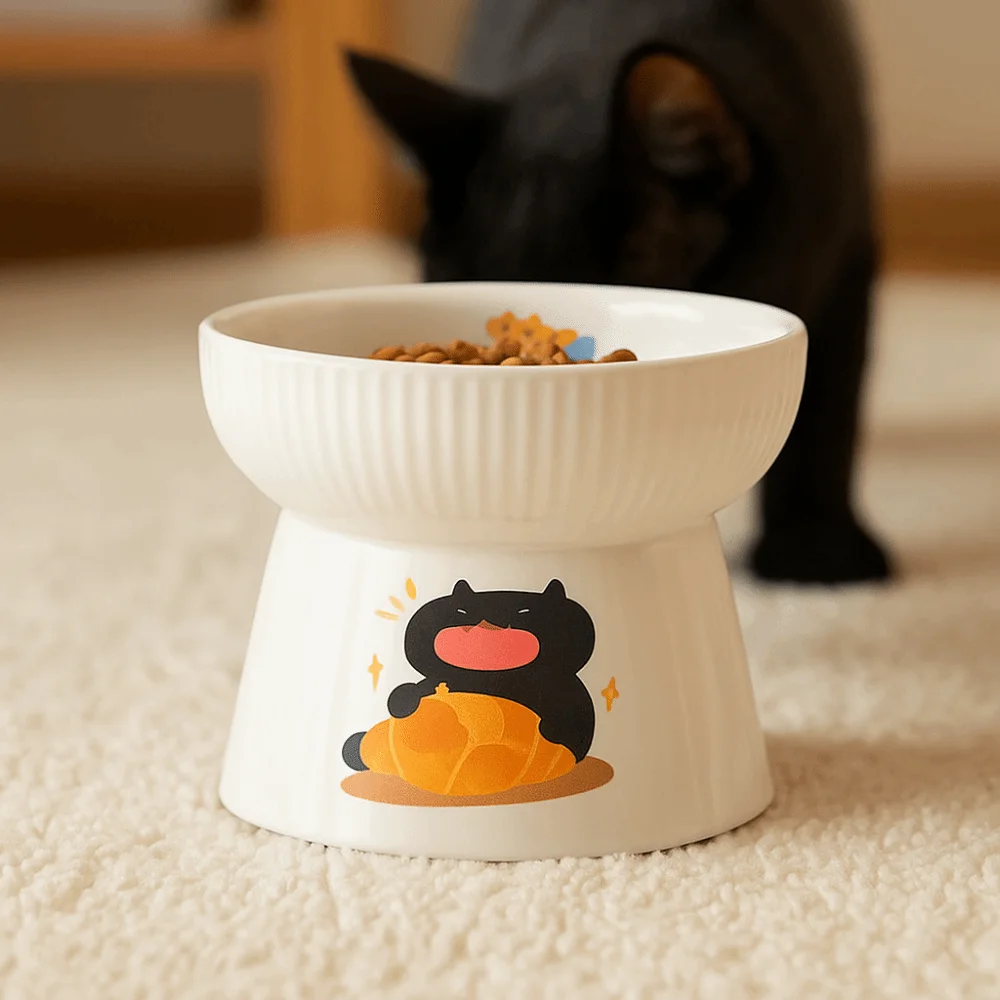 Comedero de cerámica inclinable para gatos con antideslizante - imagen 4