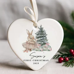 Adorno navideño personalizado para bebé con bonito conejo