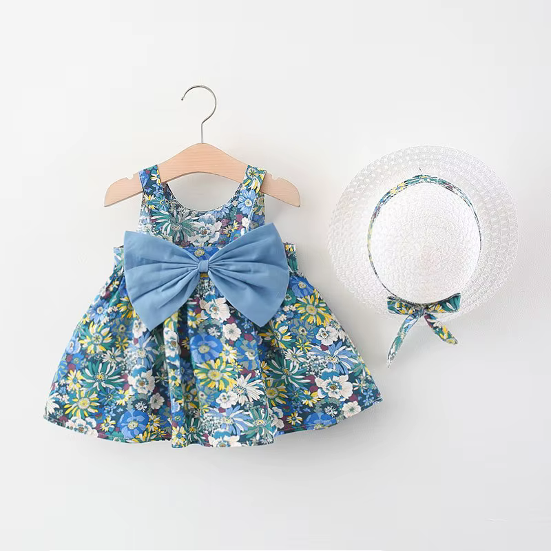Vestido de princesa sin mangas con lazo y sombrero para bebé - imagen 5