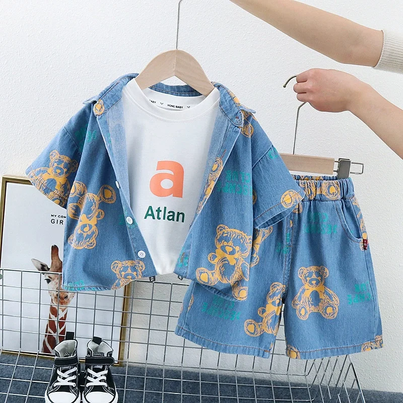 Conjunto vaquero infantil: camisa manga corta y pantalón corto - imagen 5