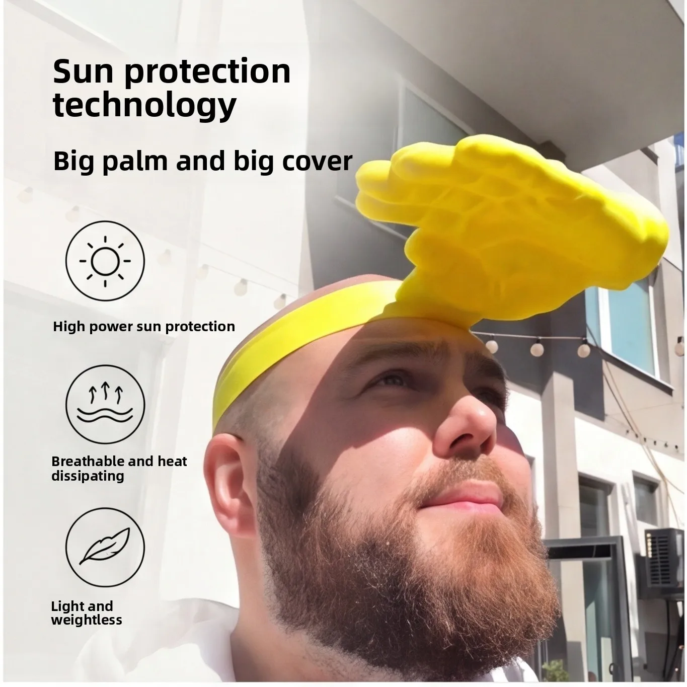Sombrero de sol con estampado de palma abstracta y diseño de mano