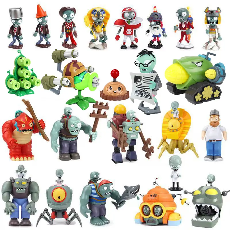Figura colecionable Pea Shooter Boss de Plants vs Zombies en posición de ataque con suarma de guisantes