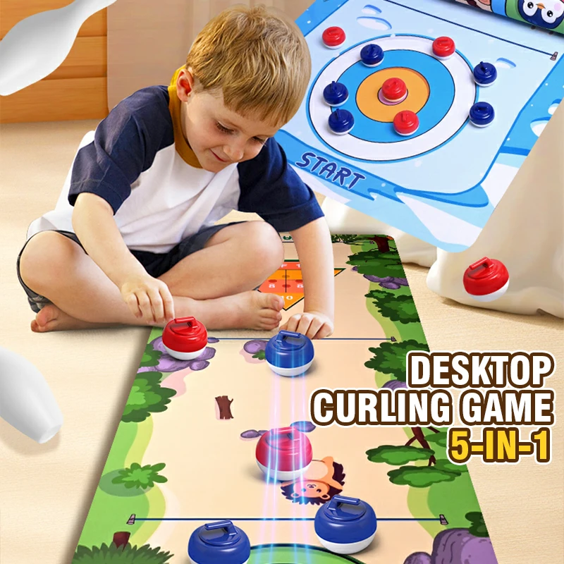 Juego de curling de mesa familiar con hockey sobre hielo y rodillos