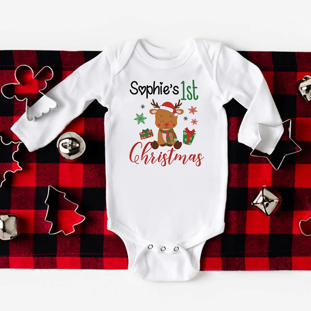 Body primera navidad bebé – Personalizado con nombre, manga larga - imagen 4