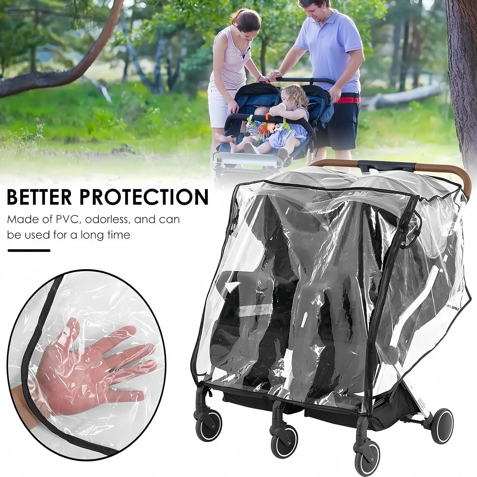 Cubierta impermeable para cochecito con protección anti-viento - imagen 4