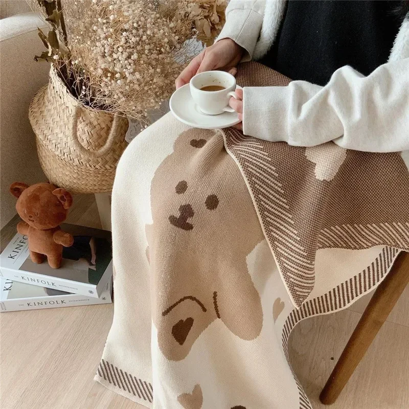 Manta bebé de punto con oso – Abrigo cálido invierno recién nacido - imagen 5