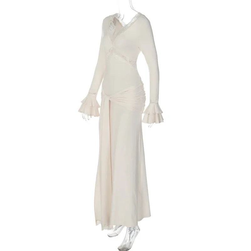 Vestido mango larga escote en V maternid