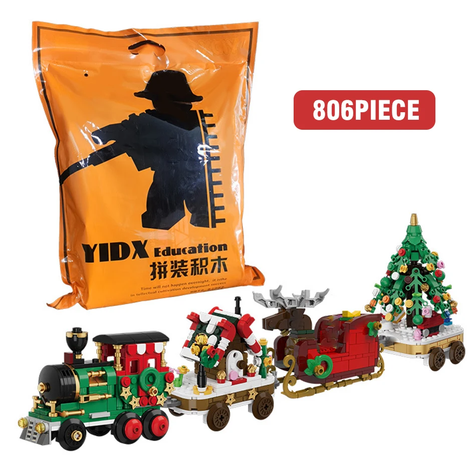 Bloques de construcción navideños con tren y trineo de Papá Noel - imagen 2
