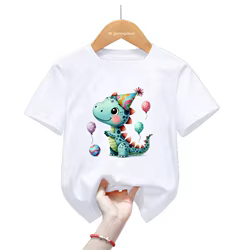 Camiseta dinosaurio infantil con globos - Regalo de cumpleaños