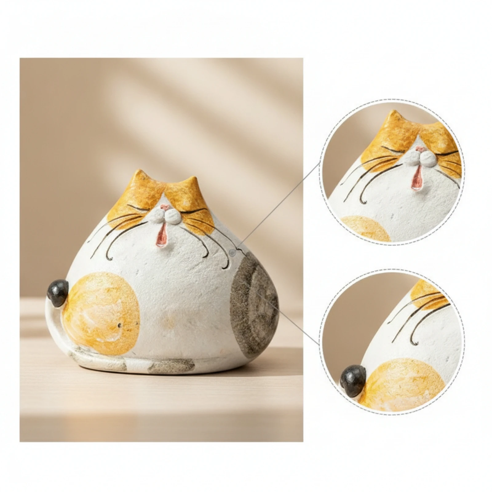 Figura decorativa de gato de cerámica mate para el hogar y regalo - imagen 2
