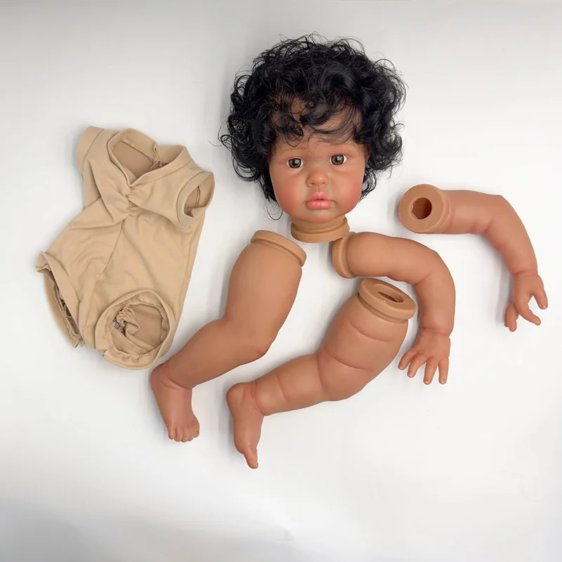 NPK Ellie kit de muñeca reborn pintada con pelo rizado negro - imagen 3