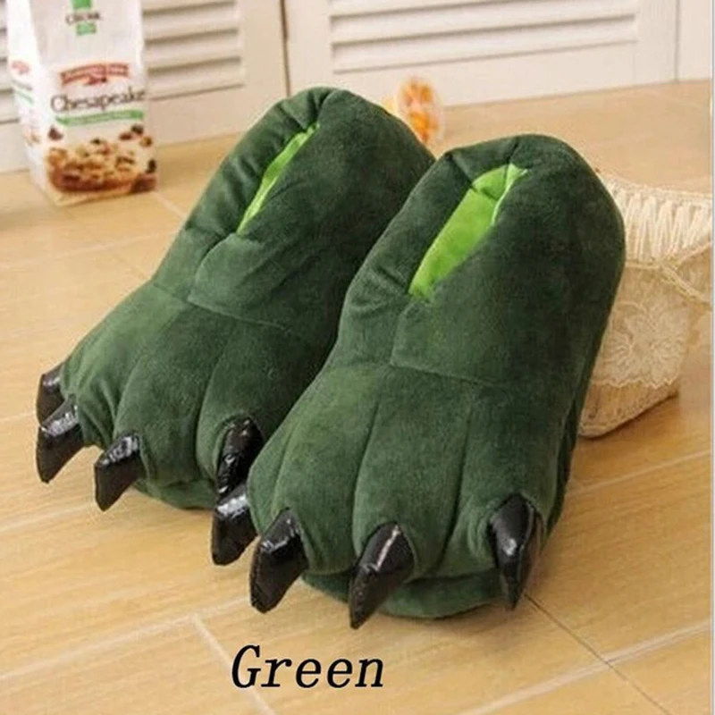 Zapatillas de casa de felpa cálidas con garra de dinosaurio