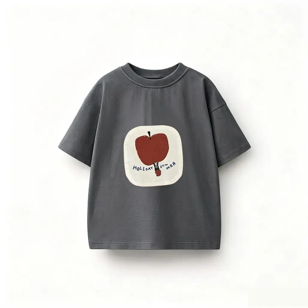 Camiseta infantil cuello redondo holgada de verano, básica - imagen 2