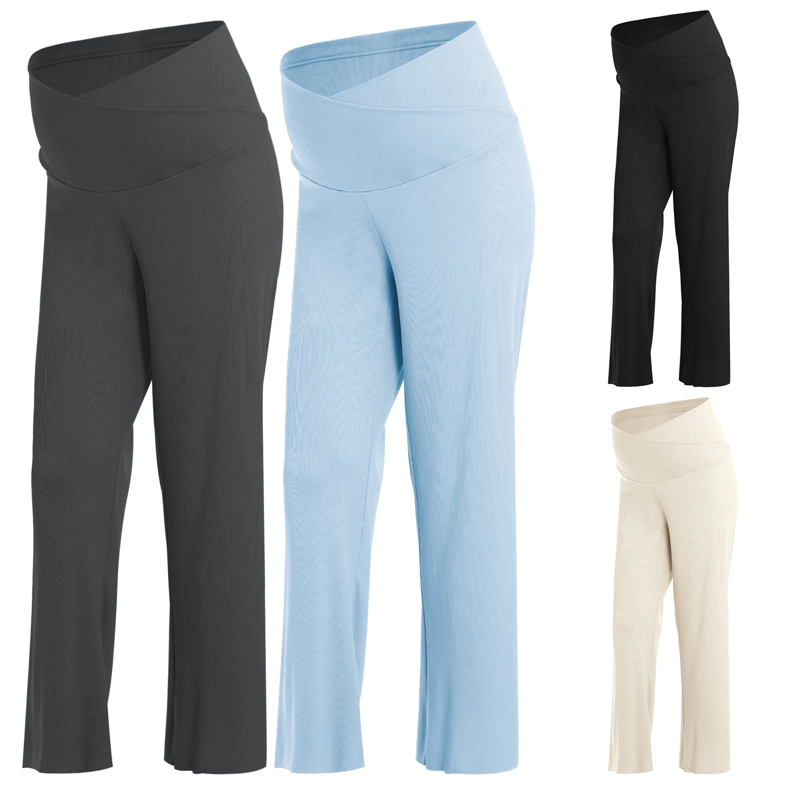 Pantalones de maternidad de pierna ancha con cintura ajustable - imagen 3