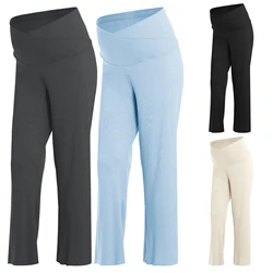 Pantalones de maternidad de pierna ancha con cintura ajustable