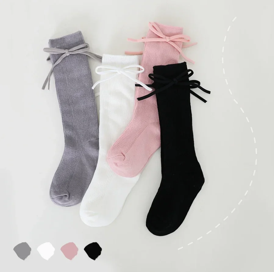 Calcetines de pantorrilla con lazo para niños – Estilo retro escolar - imagen 3