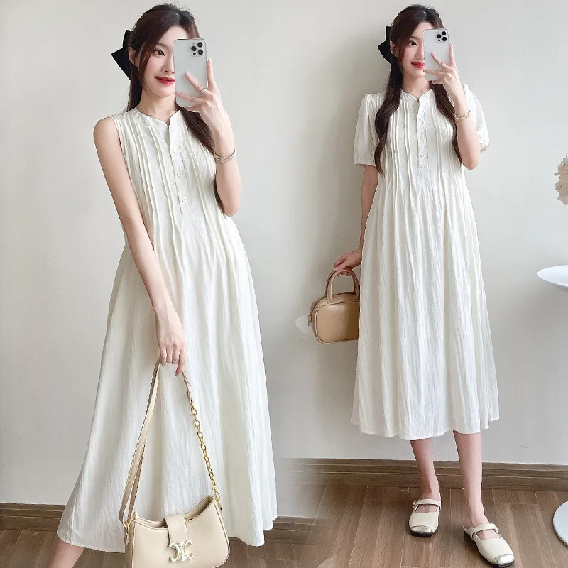 Vestido premamá largo de una línea sin mangas para fiesta elegante - imagen 4