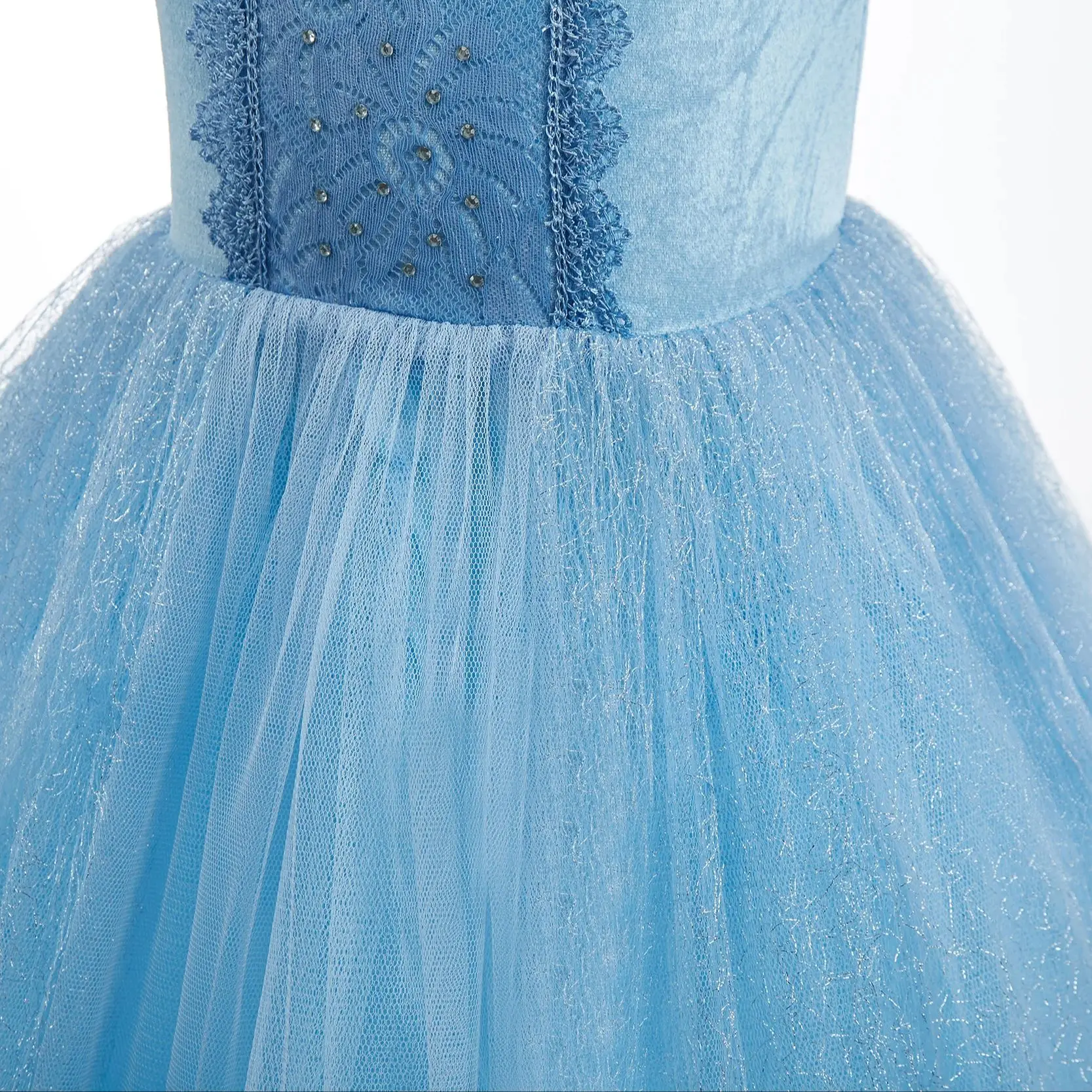 Disfraz princesa azul cielo con copos de nieve para niña - imagen 3