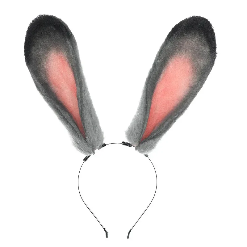 Diadema orejas de conejo gris en felpa para disfraces Lolita