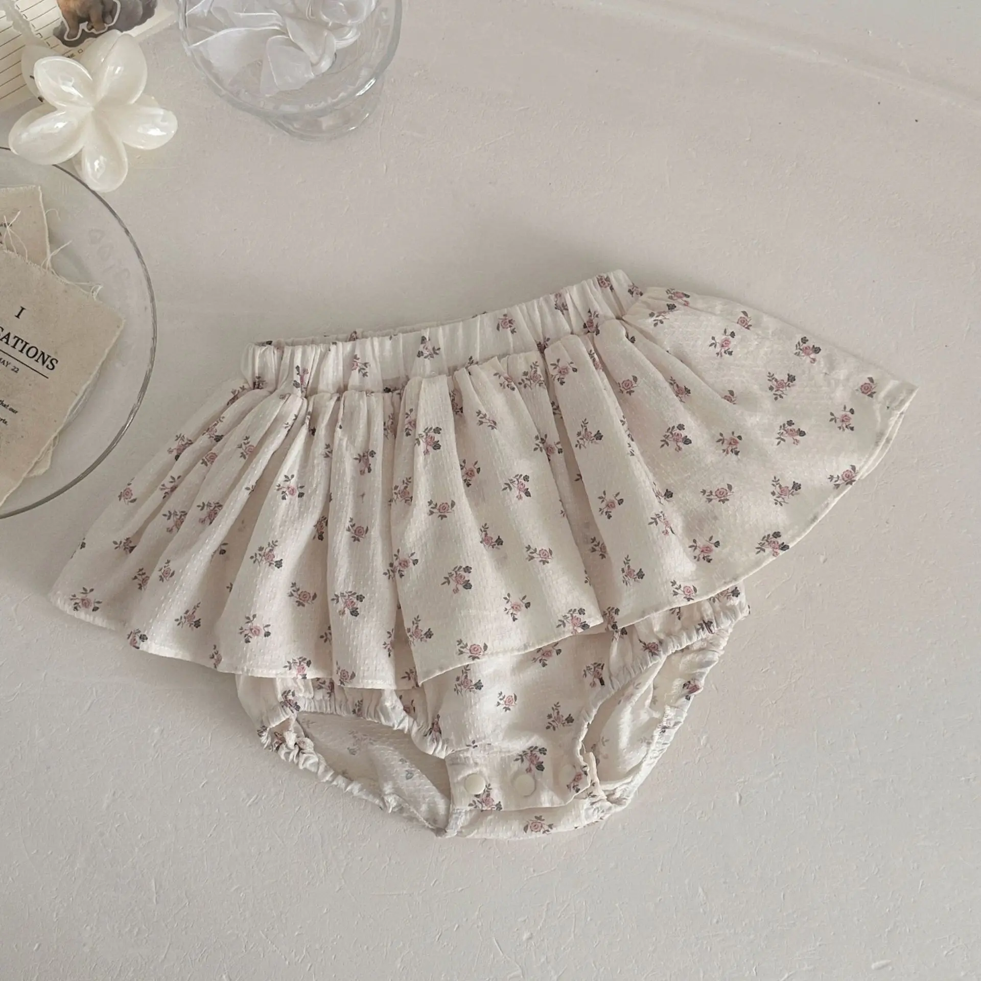 Conjunto de verano bebé niña falda pantalón floral rosa sin mangas - imagen 5