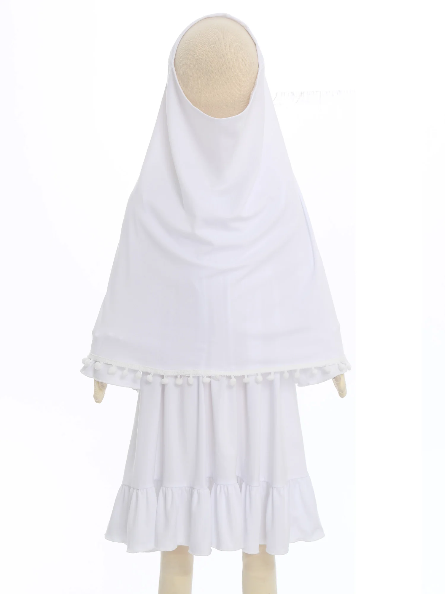 Bata musulmana para niña con hijab y borlas para Eid - imagen 3