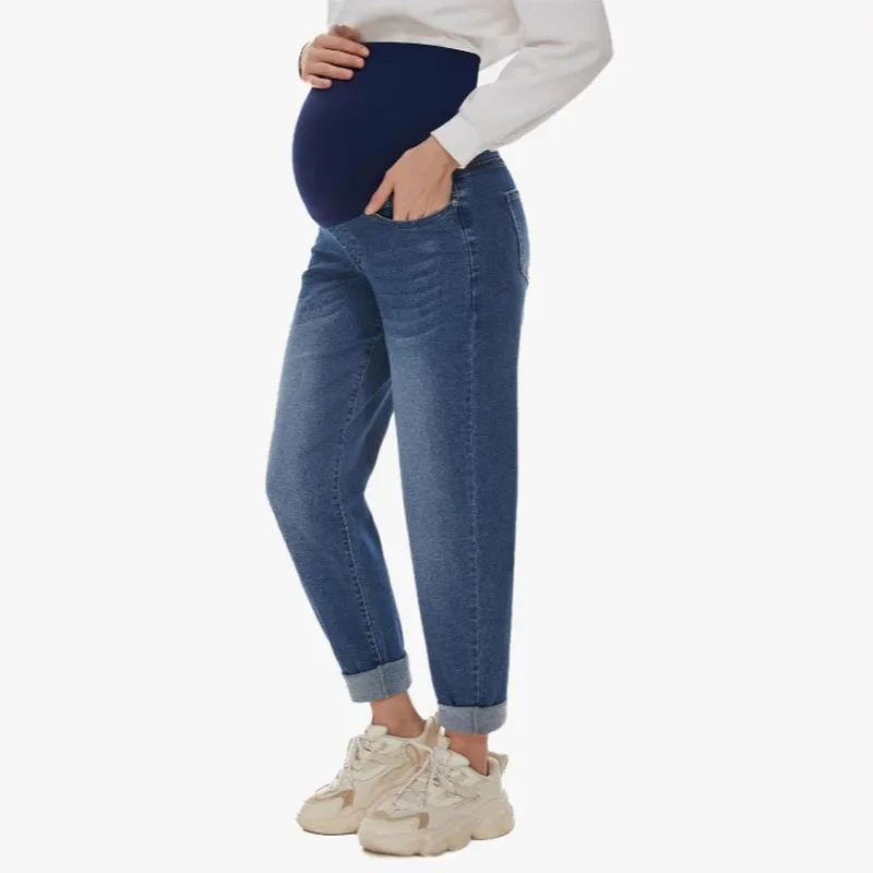 Jeans de maternidad premamá elásticos ajustados por encima del vientre - imagen 2