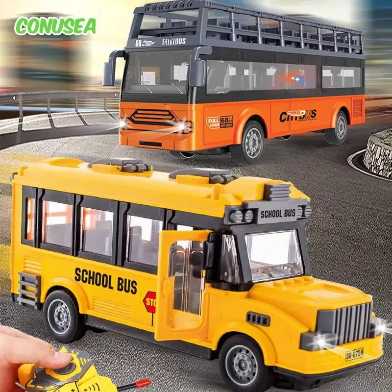Autobús escolar teledirigido de doble planta para niños - imagen 2