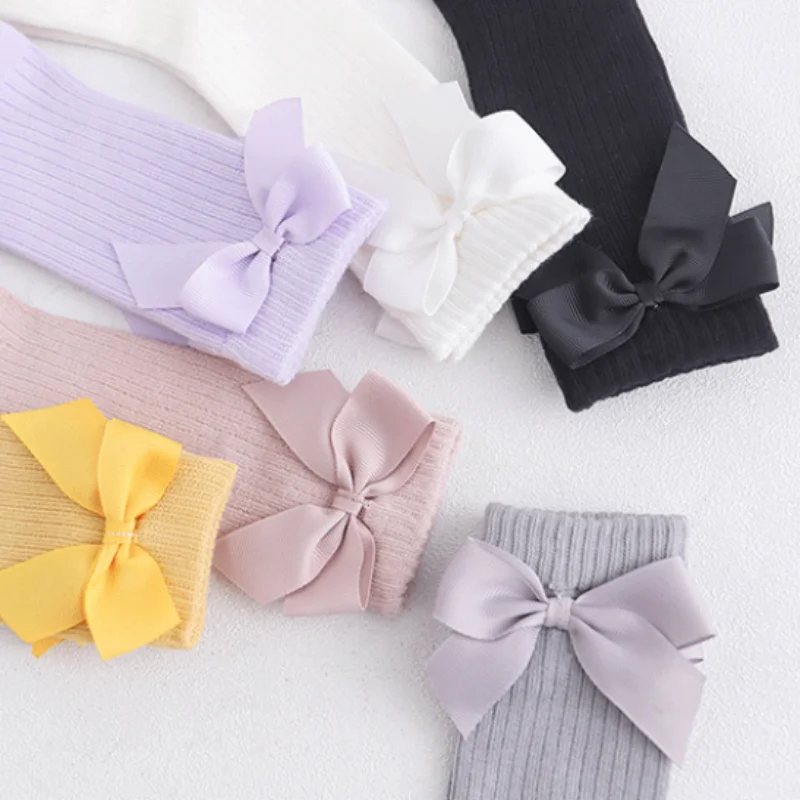 Calcetines altos de algodón con lazos para niña estilo princesa - imagen 5