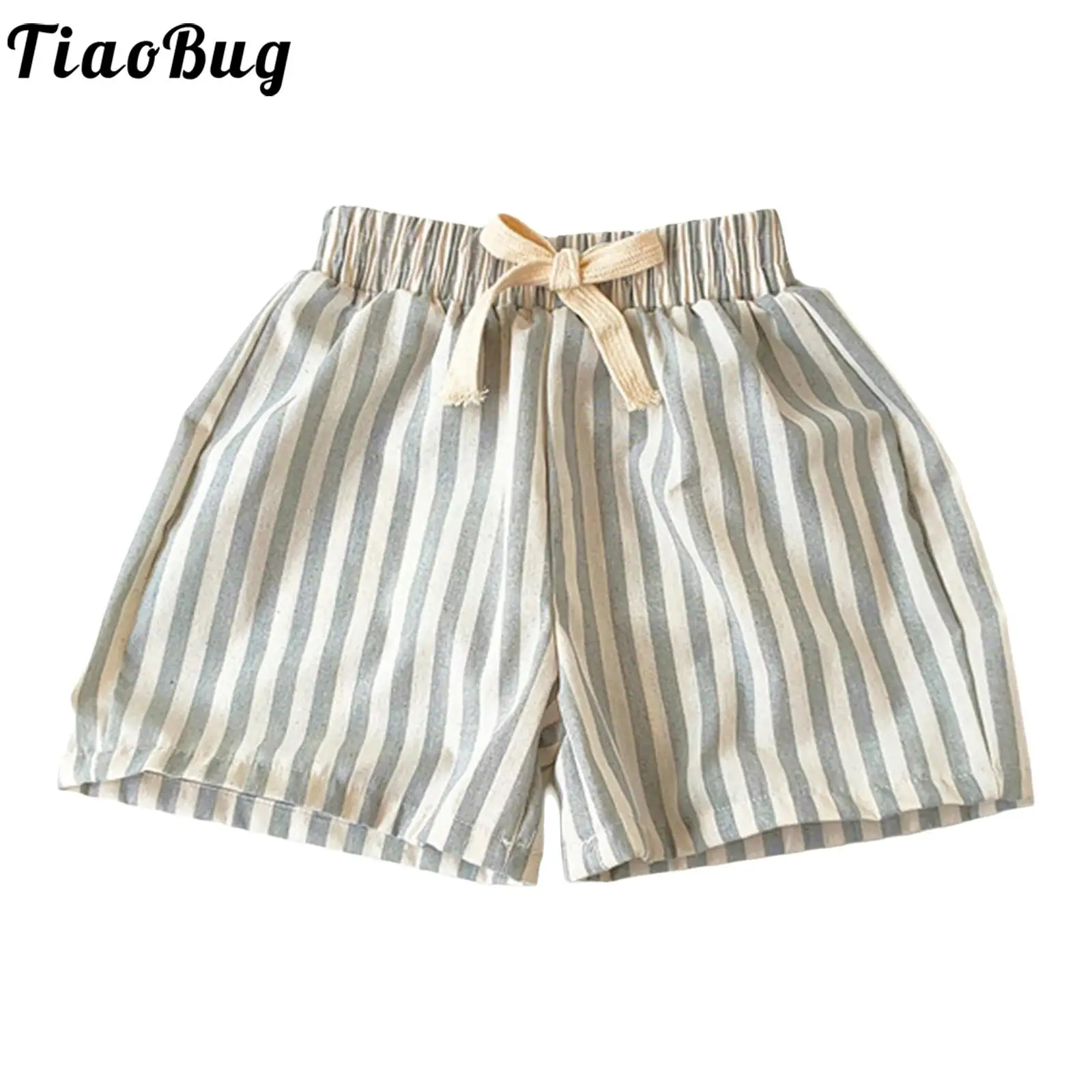 Pantalones cortos a rayas de verano con cordón y cintura elástica - imagen 5