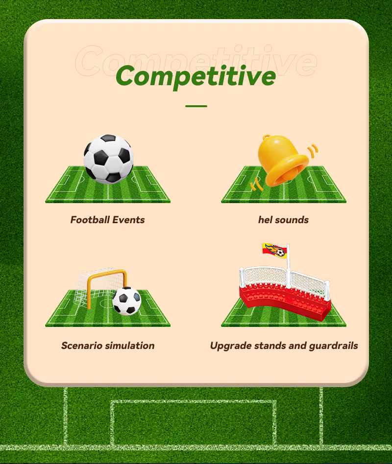 Detalle del tablero tipo campo de fútbol