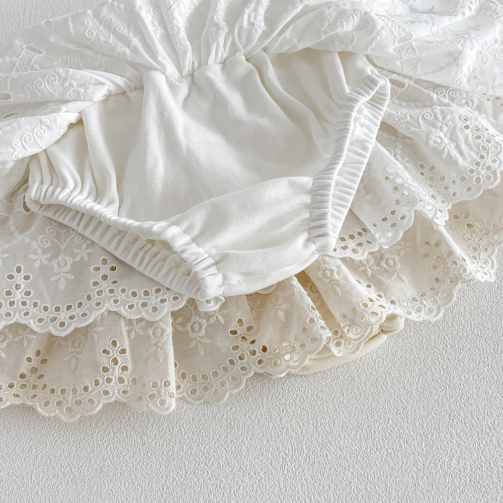 Pantalones cortos de bebé niña bordados con volantes verano - imagen 2