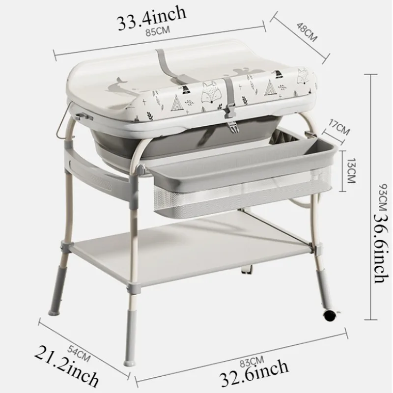 Cambiador 2 en 1 plegable y portátil con bañera antivuelco para bebés