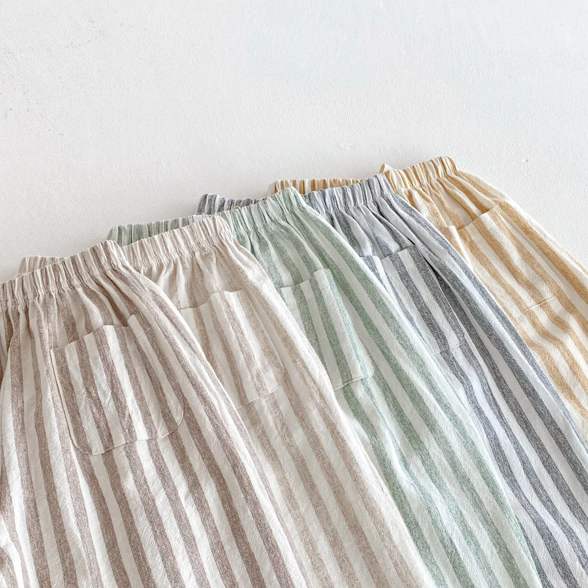 Harlan pantalones de lino a rayas holgados para bebé con cordón - imagen 4