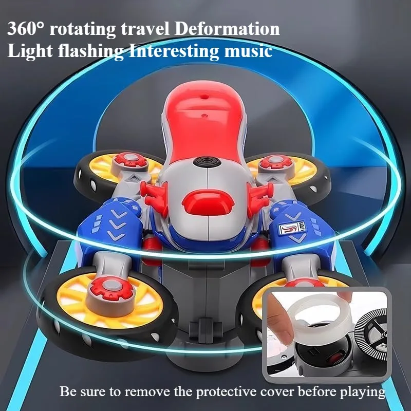 Motocicleta infantil deformable giratoria con luz y música - imagen 3