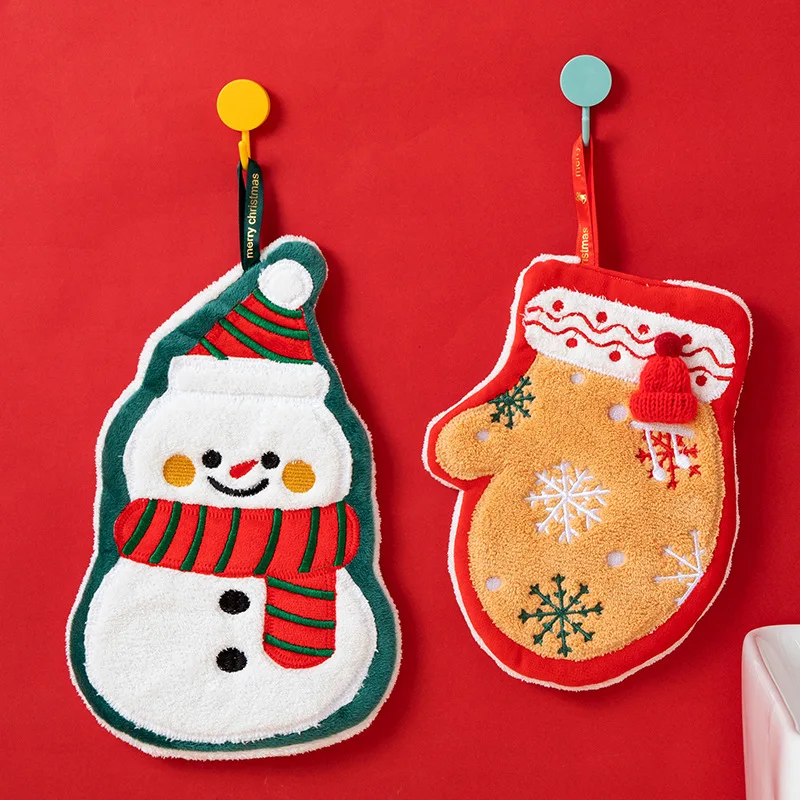 Toallas navideñas para bebé de lana coral – Papá Noel y muñeco de nieve - imagen 3