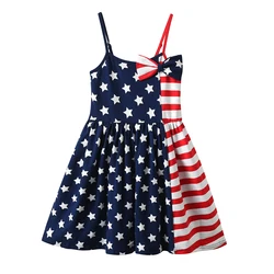 DXTON Vestido con tirantes ajustables – Patchwork y lazo estrella niños