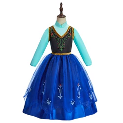 Vestido de princesa bordado para niñas – Falda azul rey