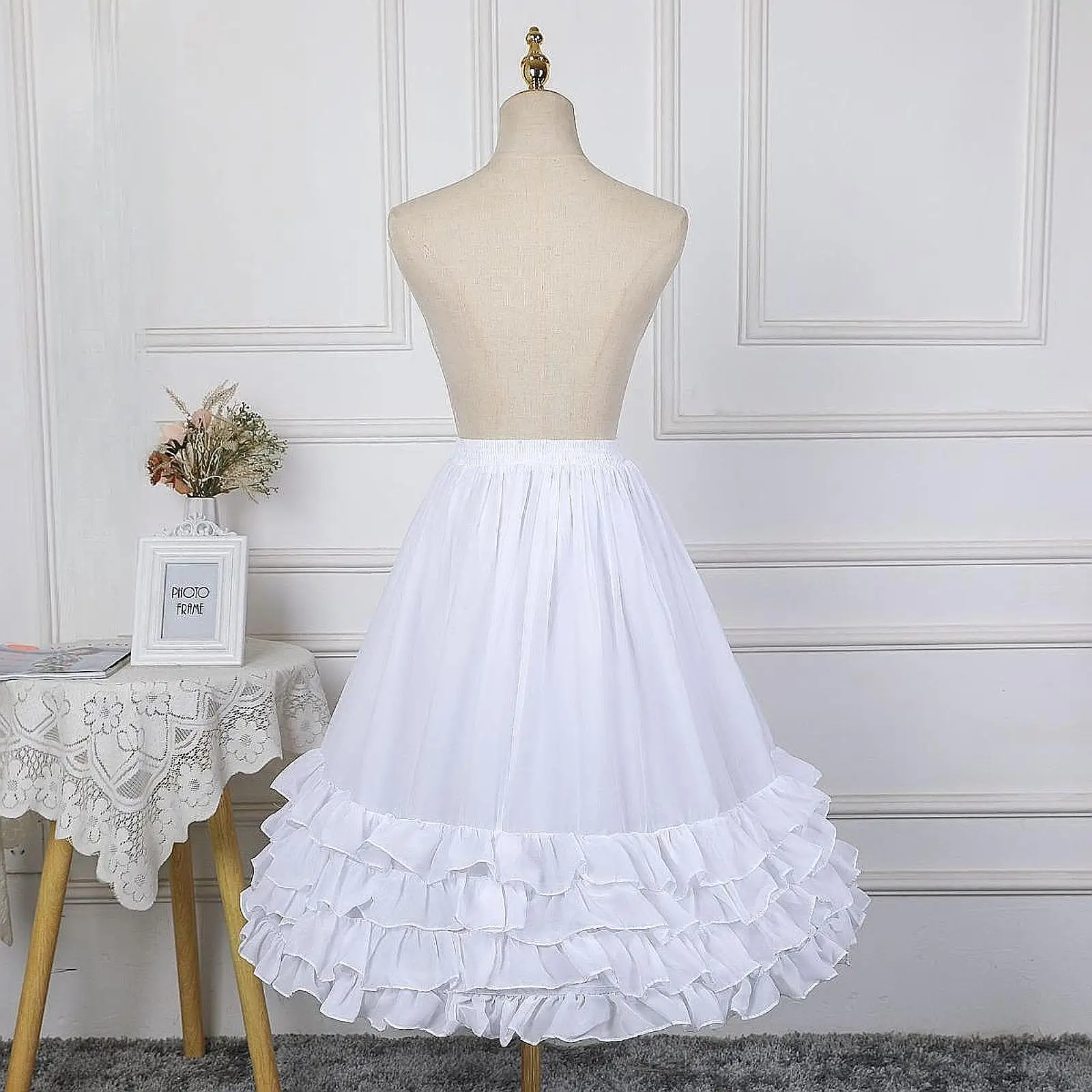Falda de tirantes para niña elegante de flores con crinolina - imagen 2