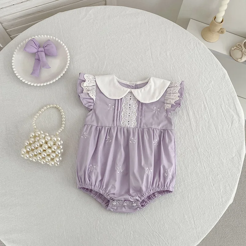 Body de verano para bebé con cuello Peter Pan y lazo estampado - imagen 3