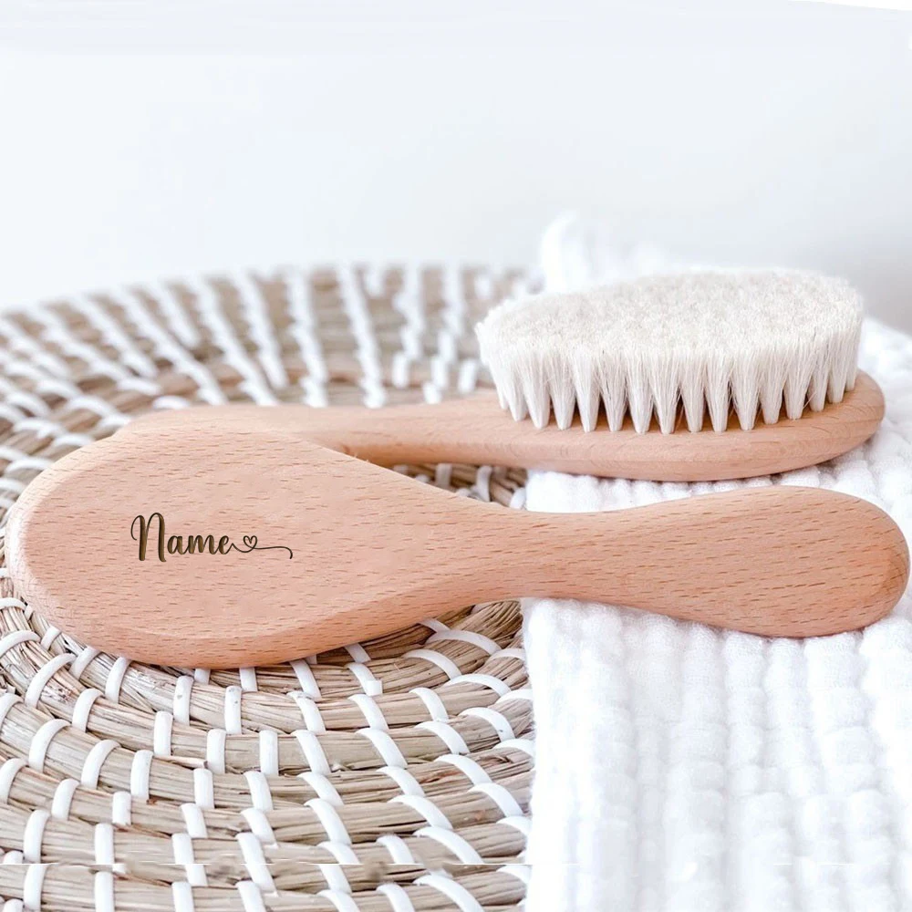 Cepillo de madera con nombre para bebé recién nacido delicado - imagen 5